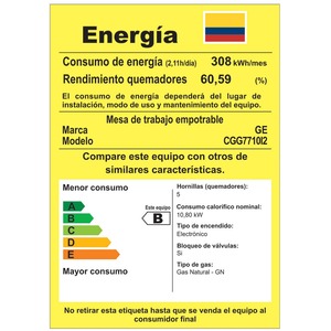 Cubierta de Empotre a Gas 77 cm Inoxidable GE Appliances - CGG7710I2
