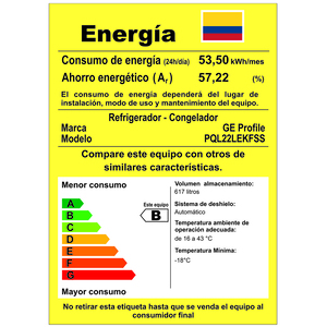 Nevecón No Frost 615 Lts. Brutos Inoxidable GE Profile - PQL22LEKFSS