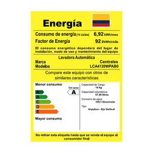 Lavadora Digital Automática de 14 kg Silver Centrales - LCA4120WPAB0