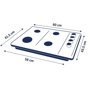Cubierta de Empotrar 60cm Vidrio Templado Negra GE - CGG6030V0
