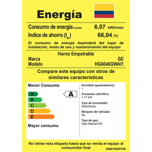 Horno de Empotrar a Gas de 60cm Inoxidable GE Appliances - HG6040GWAI1