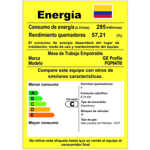Cubierta de Empotrar 60cm Inoxidable GE Profile - PGP64TI0