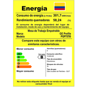 Cubierta de piso 76 cm Acero Inoxidable GE Profile - PGP75TI0
