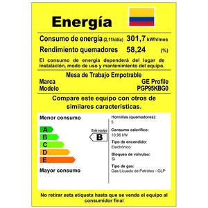 Parrilla Empotrable 90 cm Vidrio Negro GE Profile - PGP95KBG0