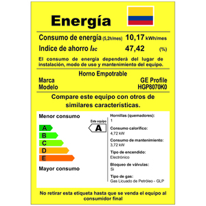 Horno de Empotrar a Gas 80cm Inoxidable Vidrio Negro GE Profile - HGP8070K0